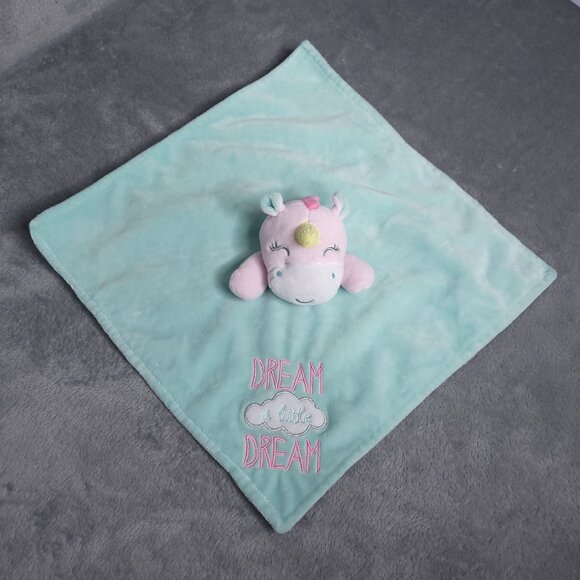 Baby Starters Hippo Unicorn Lovey Security Blanket Embroidered Dream Motif - Picture 2 of 5